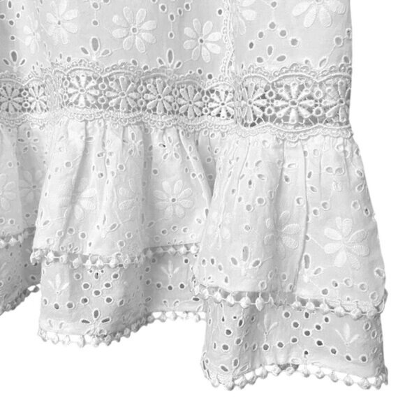 Charo Ruiz Nawa Crochet Lace Trim Square Neck Cotton Mini Dress, White, XS - Picture 9 of 15